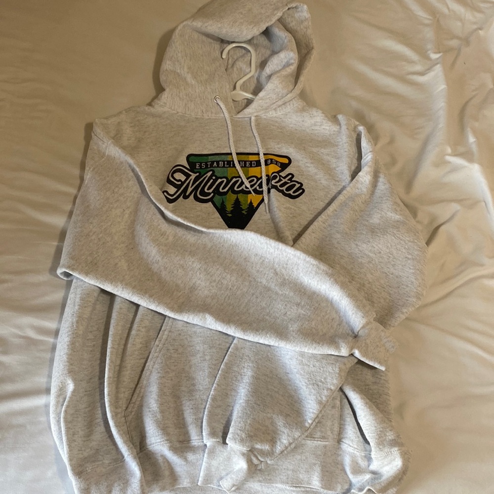 White- grey drawstring minnesota hoodie